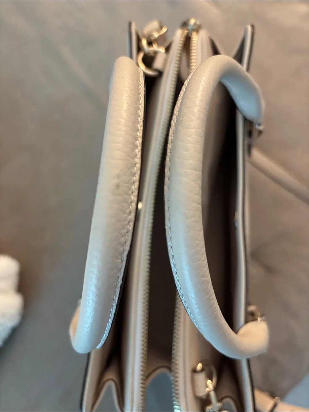 kate spade Pebbled Leather Satchel in Light Beige